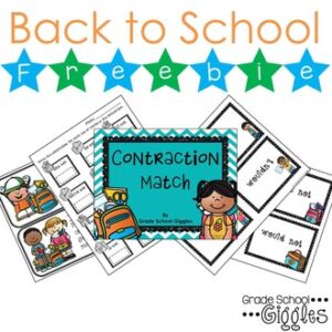 Contractions With Not, Free Contractions Matching Game & Contraction Worksheets