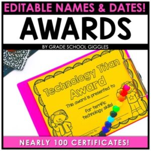 Student & Class Awards: End Of The Year Editable Classroom Award Certificates