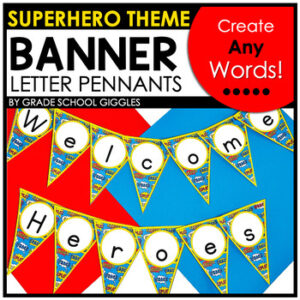 Make Teacher Desk Name Banner, Wow Work Banner, Subject Banners: Superhero Class