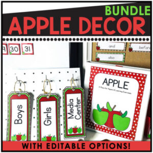 Apple Theme Fall Decor: Class Decor Bundle, Apple Day Classroom Decorations Set