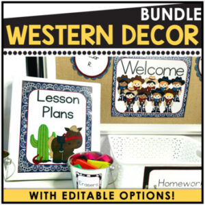 Western Farm Theme Class Decor Bundle, Printable Cow Print Classroom Decor Pack