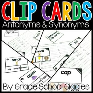 Synonyms & Antonyms Task Cards, Worksheets, Practice Activity - Centers & Review