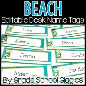 Under The Sea Name Tags, Nautical Beach Theme, Printable Ocean Name Tag Template