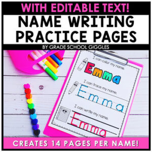 Editable Name Tracing & Writing Practice Activity Worksheets: PreK, Kindergarten