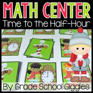 Christmas Telling Time Matching Game & Worksheets: Time To The Hour & Half Hour