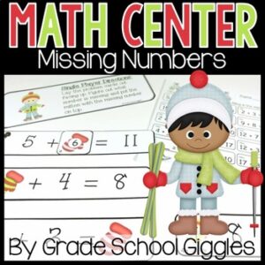 Missing Number Addition & Subtraction, Christmas Math Winter Missing Addend Game