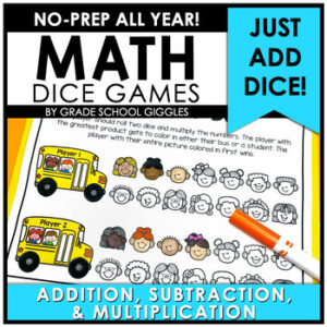 Fun Friday Math Intervention & Review Board Games With Dice: 1st, 2nd, 3rd Grade