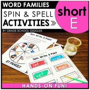 Ghost Spelling: Short E Decodable Words, Short Vowel Review Coloring Worksheets