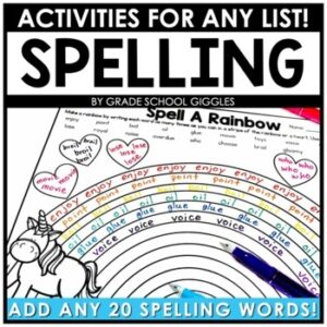 Editable Spelling Worksheets Practice Activities Homework 20 Words List Template
