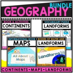 Intro To Geography Activities: 7 Continents, Maps, Landforms And Bodies Of Water