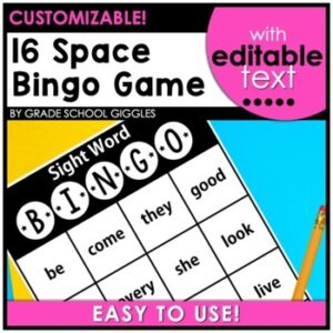 Blank Student Bingo Board Card, Editable Bingo Game Template 4X4 Create Your Own