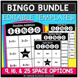 Blank Bingo Template Editable: Make Your Own Classroom Board Game, Student Cards