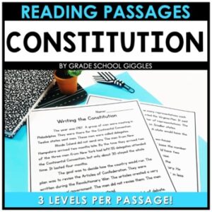 Constitution Day & Bill Of Rights Reading Passage & Comprehension Worksheet Set