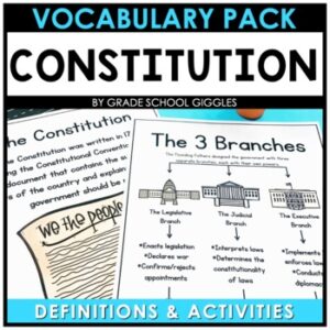 The US Constitution Day Activities, Constitution Word Search 2nd, 3rd, 4th Grade