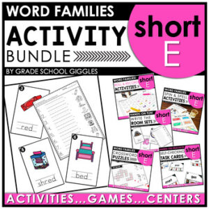 Decoding One Syllable Words: Short E Decodable Lists, Independent Work Stations